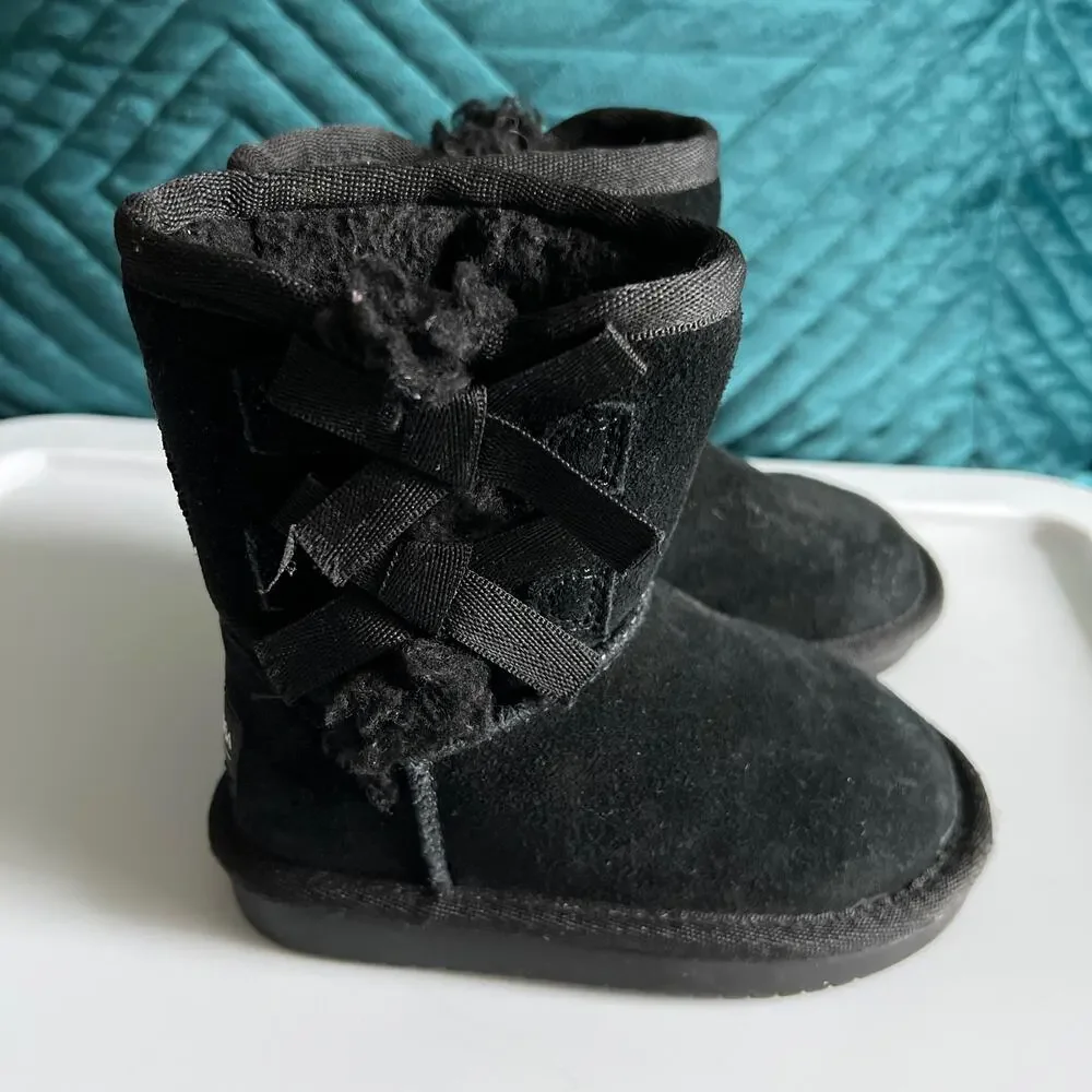 Koolaburra by Ugg Toddler Snow Boots | Girls Size US 7 | Black | Accent Bows